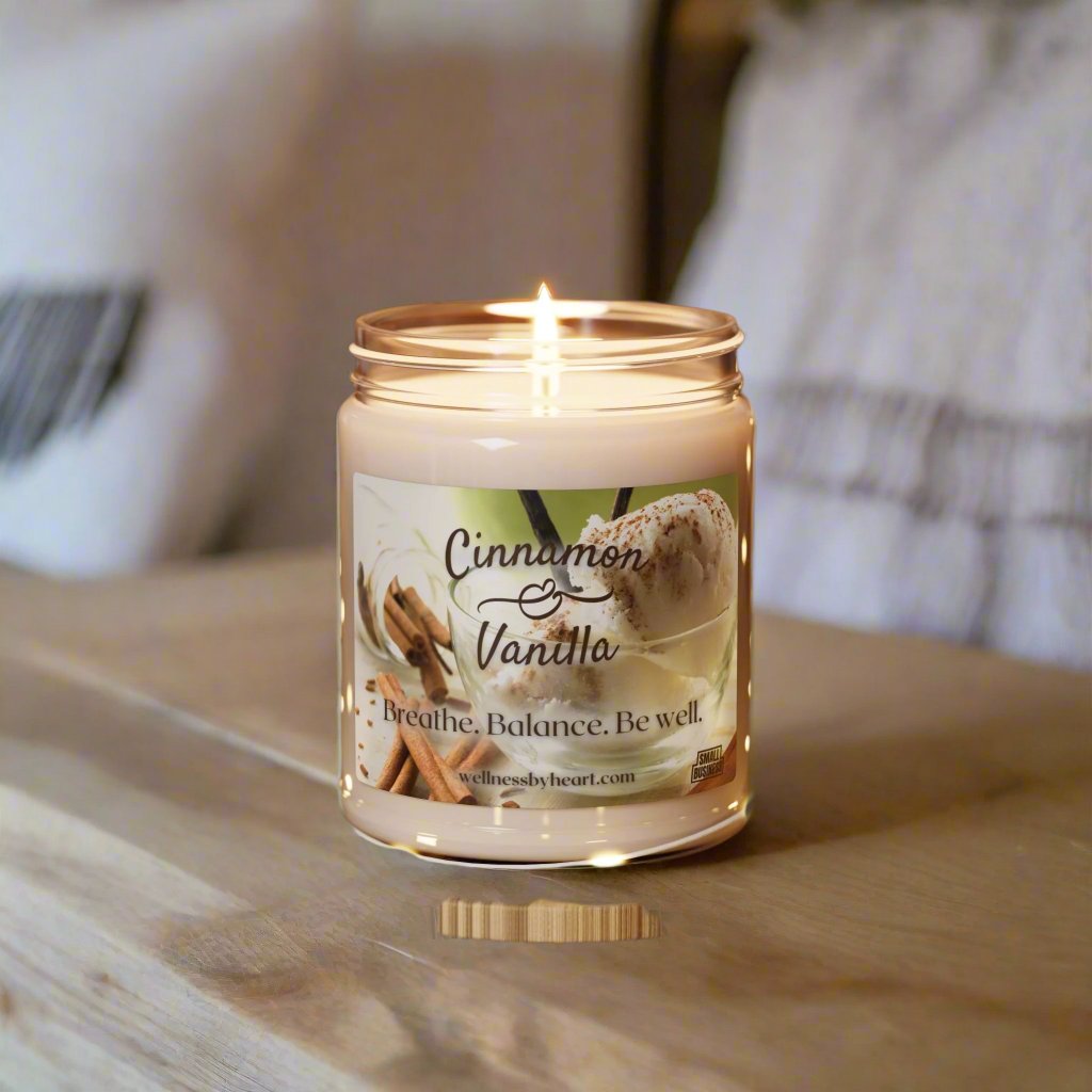  Cinnamon Vanilla Soy Candle combines the full-bodied scent of spicy cinnamon with vanilla, and the alluring, complex notes of gurjun. boho bedroom shot with candle lit