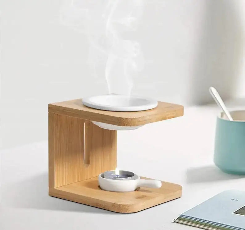 Bamboo Ceramic Tealight Warmer In a Kitchen 